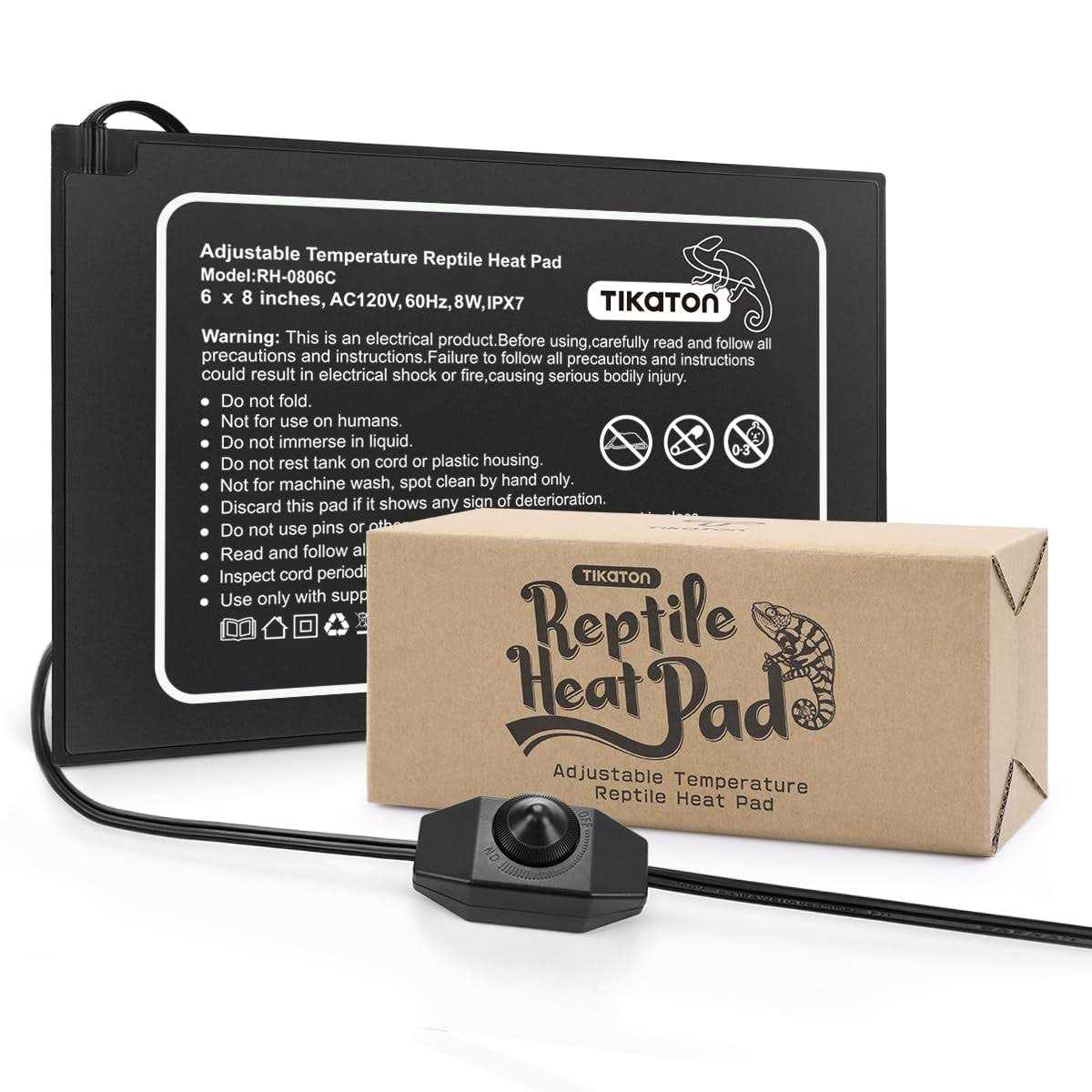 Tikaton Reptile Heat Pad Adjustable Temperature Under Tank Heater for 10-20gal/30-40gal Tank - Pet Supplies online store