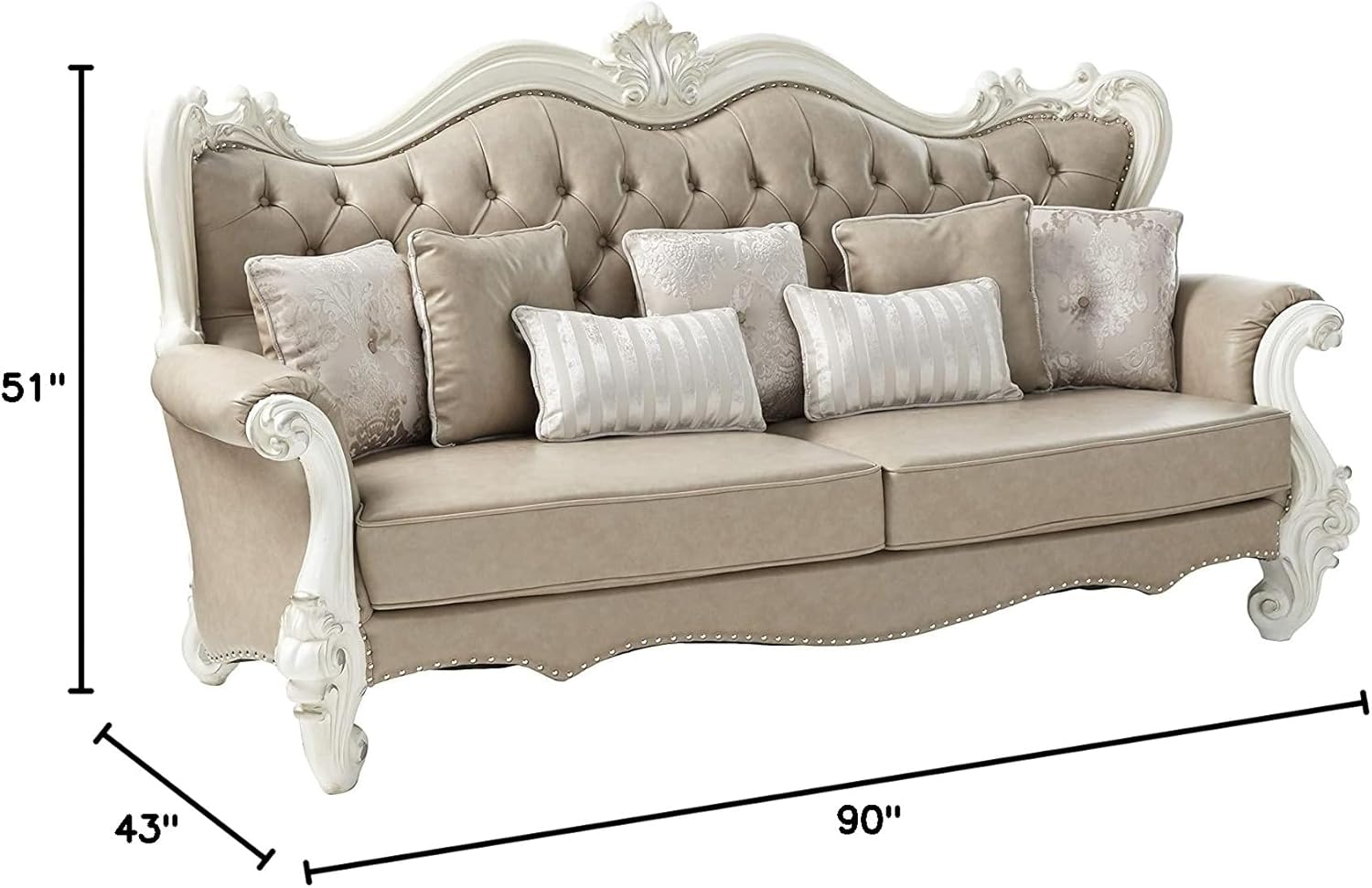 Acme Furniture Upholstered Sofas, Vintage Gray and Bone White