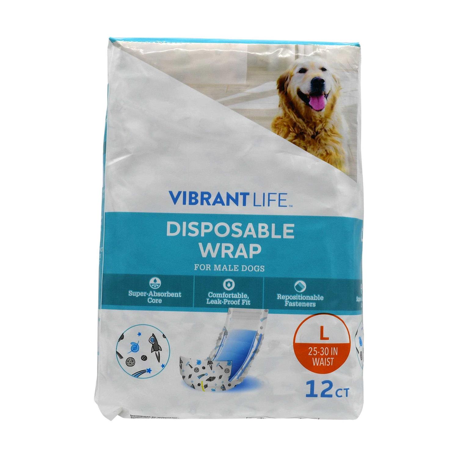 Vibrant Life Disposable Incontinence Protection Wraps for Male Dogs - Pet Supplies online store