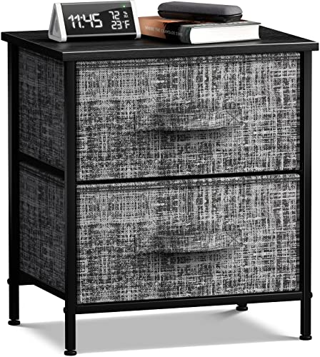 Sorbus Nightstand with 5 Drawers - Bedside Furniture End Table Night Stand with Steel Frame, Wood Top & Easy Pull Fabric Bins - Small Dresser & Chest for Home, Bedroom Accessories & Office