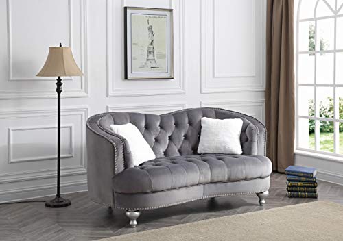 Glory Furniture Jewel Velvet Loveseat in Gray