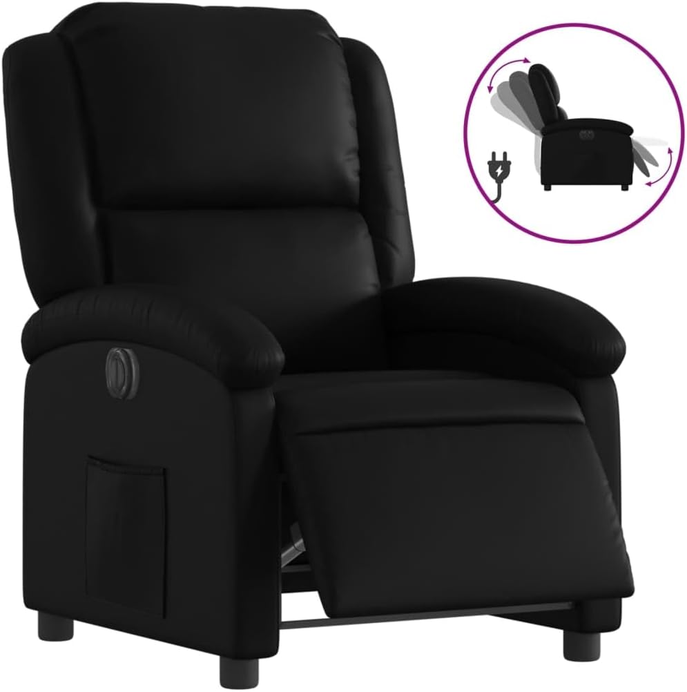 Electric Recliner Chair,Single Sofa,Living Room Chair,Office Chair,Computer Chair,Home Theater Sofa,Leisure Chair,Reading Chair,for Living Room,Bedroom,Study,Black Faux Leather