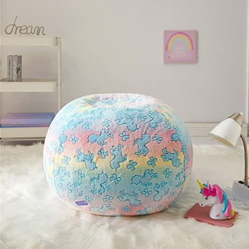 Idea Nuova Nickelodeon Jojo Siwa Embossed Faux Fur Round Bean Bag Chair for Kids,24