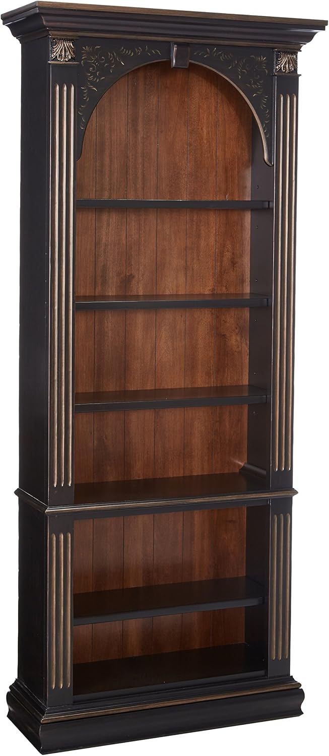 Hooker Furniture 500-50-385 Bookcase, Black with Gold Accents