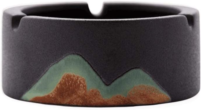 Home furnishings Ceramic Ashtray Mountain Peak Pattern Ash Tray for Cigarettes Zen Table Decoration Ash Holder for Indoor Outdoor Use -Black/White Nice Extra Decoration (Color : Black)