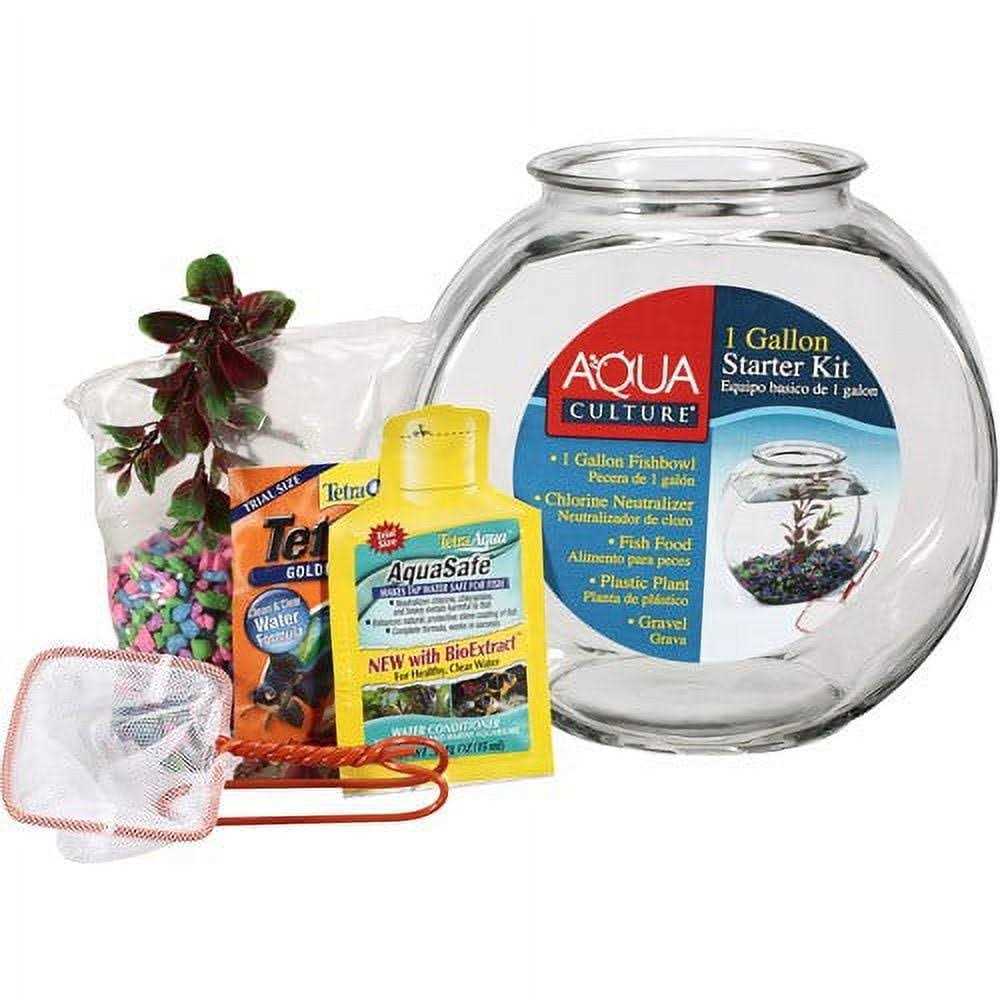 Aqua Culture Glass Fish Bowl with Starter Kit - Pet Supplies online store