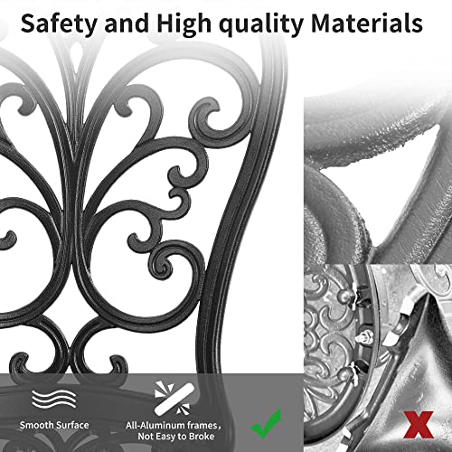 HOMEFUN Cast Aluminum Outdoor Bistro Set - bistro table and chairs set of 2 Weather-Resistant Outdoor Bistro Set for Garden, Porch, and Patio,White