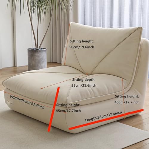 Mid Century Floor Sofa, Suede/Cat Claw Leather Floor Lounge Chair Lazy Sofa Accent Chair for Living Room Bedroom Salon Office (Color : Yellow)