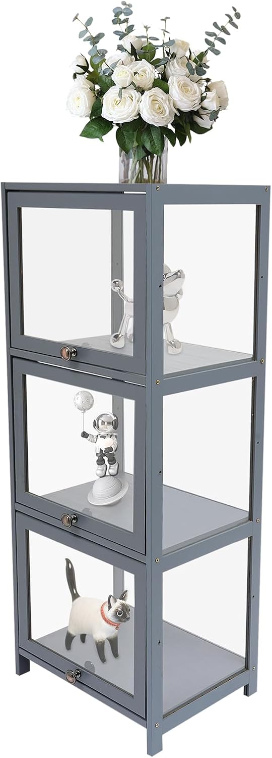 Clear Bookshelf Retail Display Stand, 3 Tier Floor Standing Bookcase Display Cube Storage Shelf, Clear Acrylic Bookcase Home Decor Furniture for Store, Office, Living Room, Bedroom