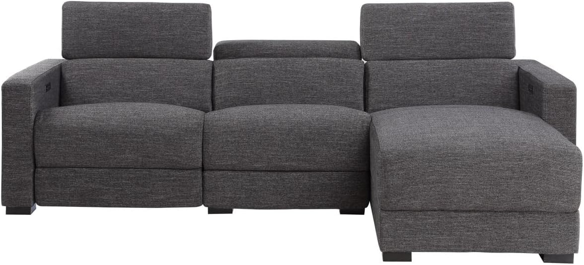 Steve Silver Zara Dark Gray Polyester Fabric Power Reclining Sectional