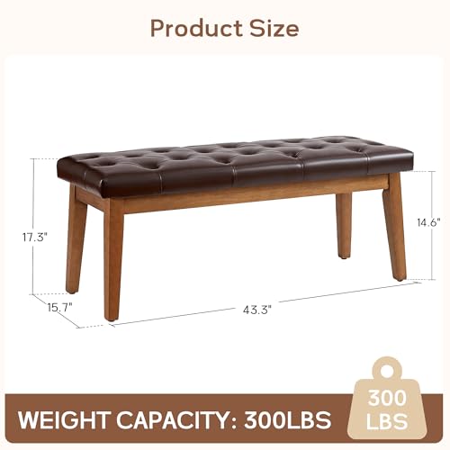 HUIMO Bedroom Bench End of Bed, Upholstered Dining Bench for Kitchen, Button-Tufted Entry Bench, Fabric Ottoman Bench for Living Room, Entryway,Teal