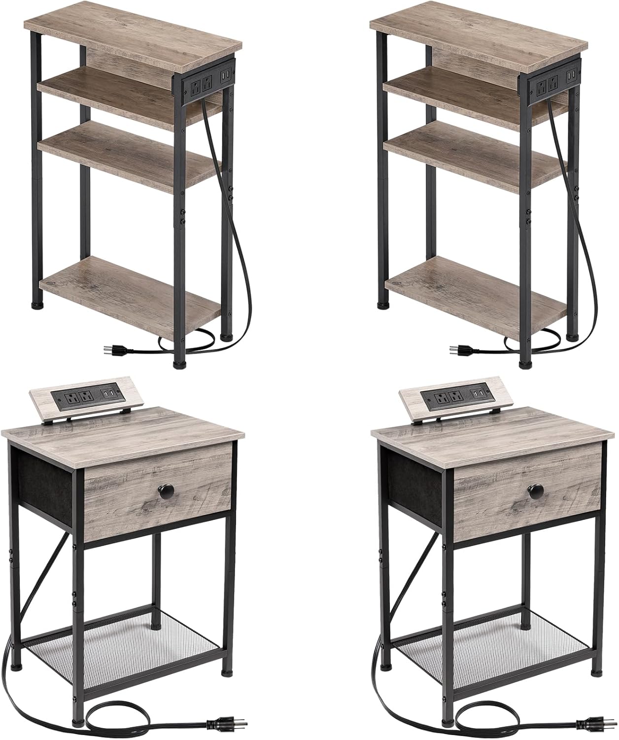 AMHANCIBLE Night Stand Set of 2 with Charging Station