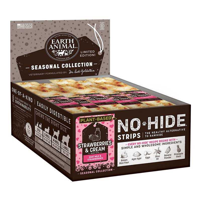 Earth Animal No-Hide Strawberries & Cream Strips Dog Treats - Pet Supplies online store