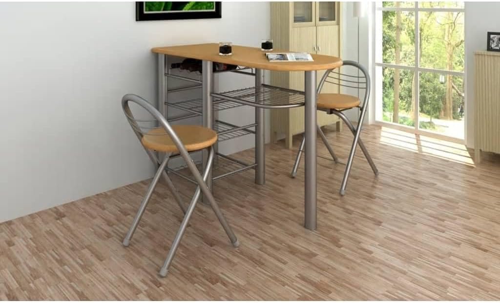 Kitchenbreakfast Bartable and Chairs Set,Space-Saving Dining Table, Kitchen Table Breakfast Table for Living Room, Dining Room with Small Space Wood