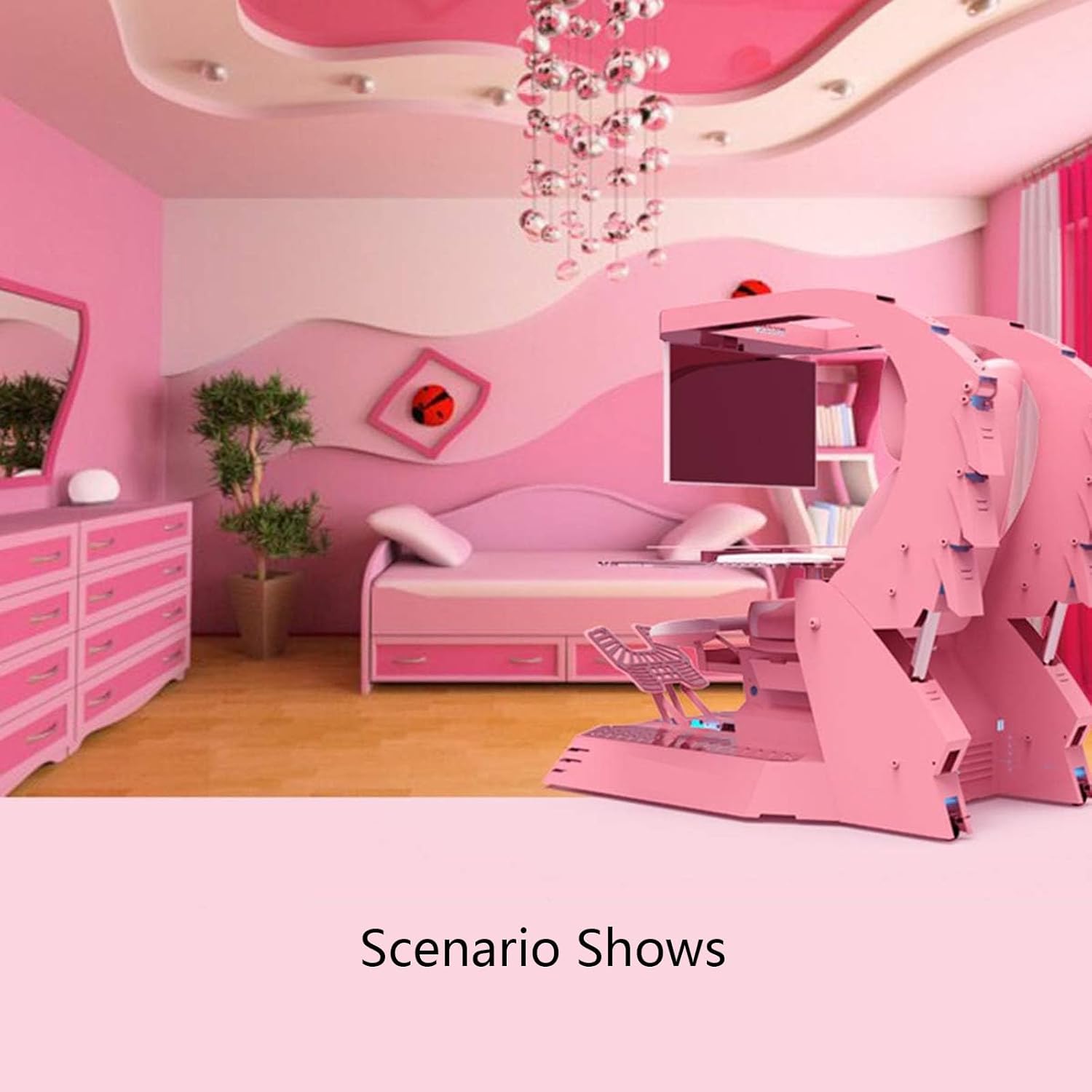 Heavy Duty Gaming Chair, Ergonomic PC Chair, Game Cockpit Boss Office Chair, PU Leather High Back with Footrest, with Lumbar Support Massage