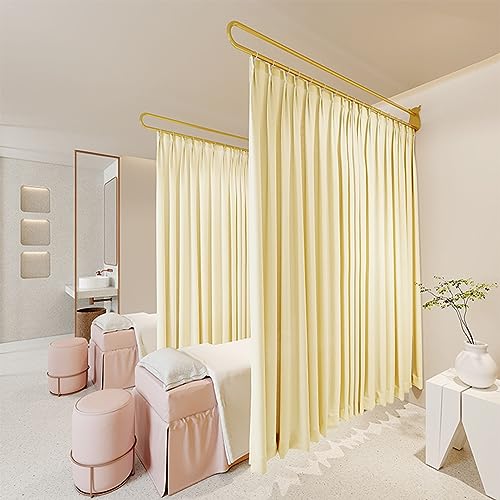 1 Set Room Divider Curtains for Hospital Beauty Clinic Between Beds, Tall 2m Privacy Partitions Cubicle Curtain/Drapes Panels with U Shaped Rail Metal Support Track, Modern Area Separator Screen (Co