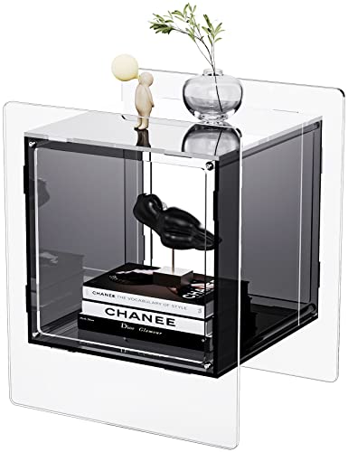 Acrylic Nightstand Colorful Bedside Table with Open Storage Shelf,Clear Side Table for Living Room (1, Black)