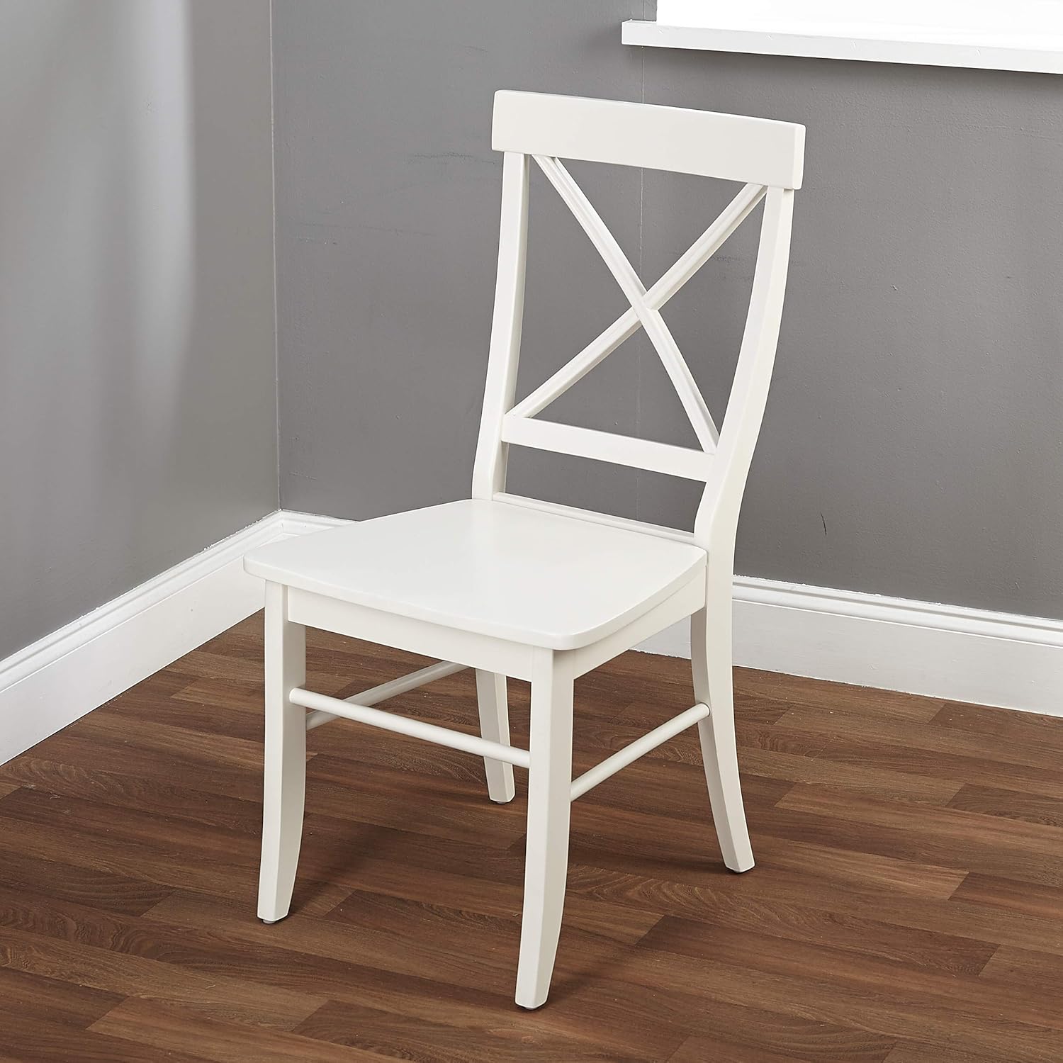 Easton Mid Century Wooden Cross Back Dining Side Chair, White
