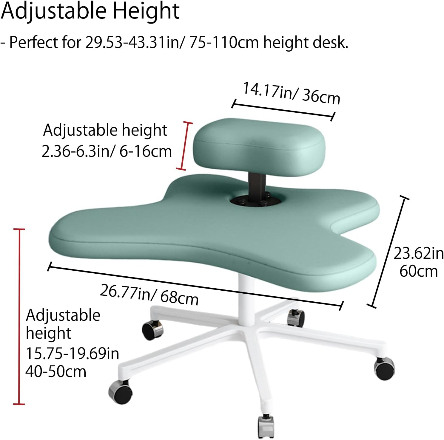 Kneeling Chair, Meditation Chair, Cross Legged Office Chair, Height-Adjustable Cross Legged Office Chair, 400Lbs Capacity, Pink