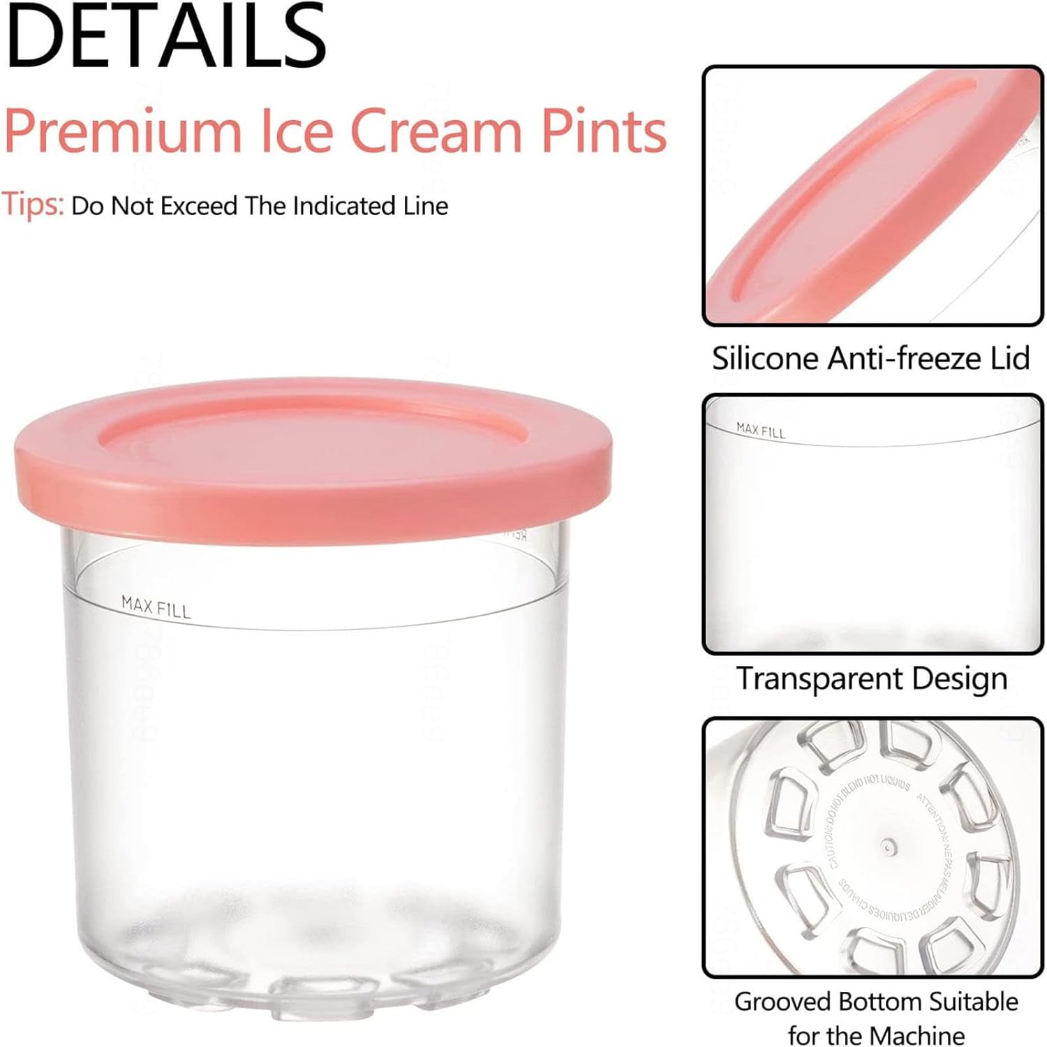 Creami Pints and Lids, for Ninja Ice Cream Maker Pints, Ice Cream Containers with Lids Bpa-Free,Dishwasher Safe Compatible NC301 NC300 NC299AMZ Series Ice Cream Maker