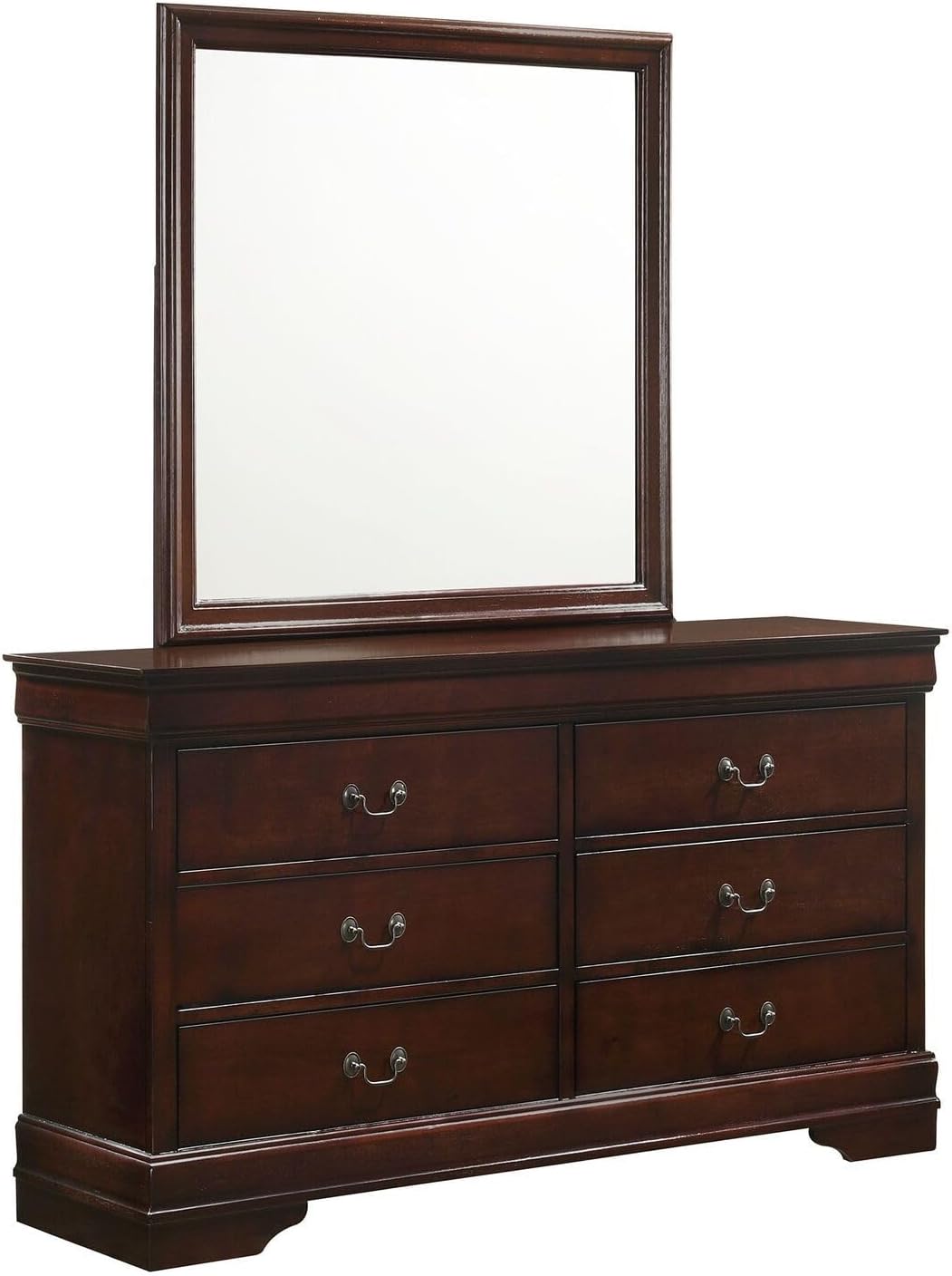 Modern Marvel 6-Drawer Dresser & Mirror in Cherry