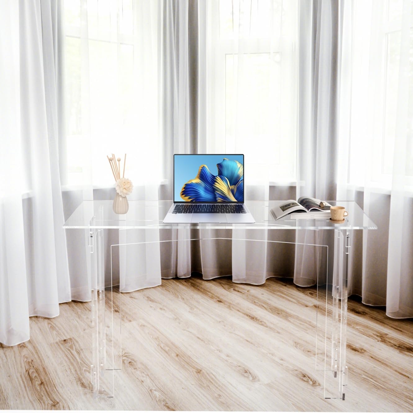 Nalwort Acrylic Desk, Modern Clear Desk, Acrylic Office Desk, Acrylic Entryway Console Table, Versatile Desk for Offices and Bedrooms, 48