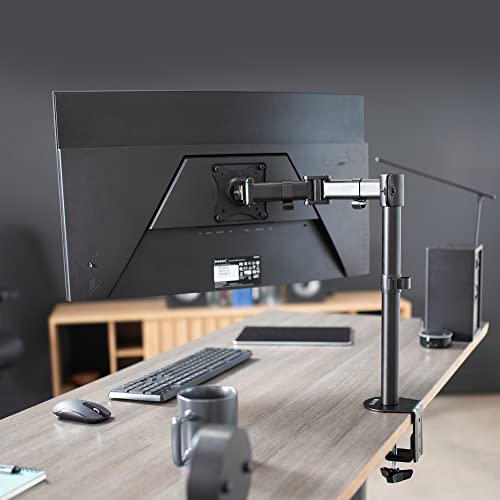 VIVO Single Monitor Desk Mount, Fully Adjustable Stand for 1 LCD Screen up to 32 inches, Ultra Wide Screens up to 38 inches, 22 lbs Capacity, STAND-V001M