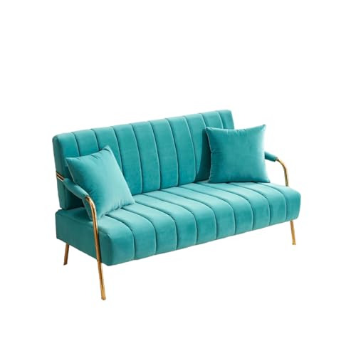 62 Inches Velvet LoveSeats Small Couches for Small Spaces Metal Armrest Double Modern Couch for Bedroom, Living Room, Apartments, Pink