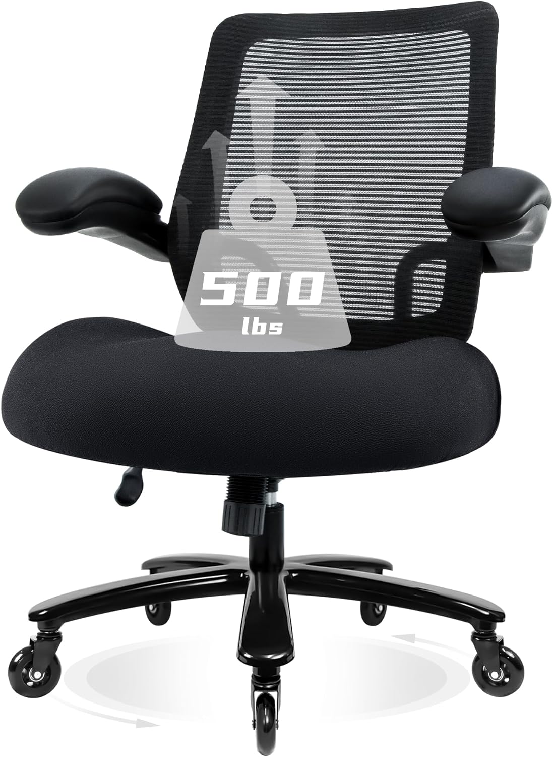 500LBS Big and Tall Office Chair with Flip-up Armrest, Executive Chair with 3
