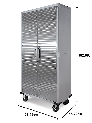 Seville Classics UltraHD Solid Steel Rolling Lockable Metal Storage Cabinet Locker Organizer w/Adjustable Shelves for Garage, Warehouse, Office, Classroom, 36
