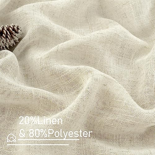 LAMIT Living Room Linen Curtains 90 Inch for Bedroom, Back Tab and Rod Pocket Linen Textured Sheer Curtains Light Filtering Burlap Curtains for Farmhouse, 2 Panels, 52 x 90 Inch, Greyish Blue