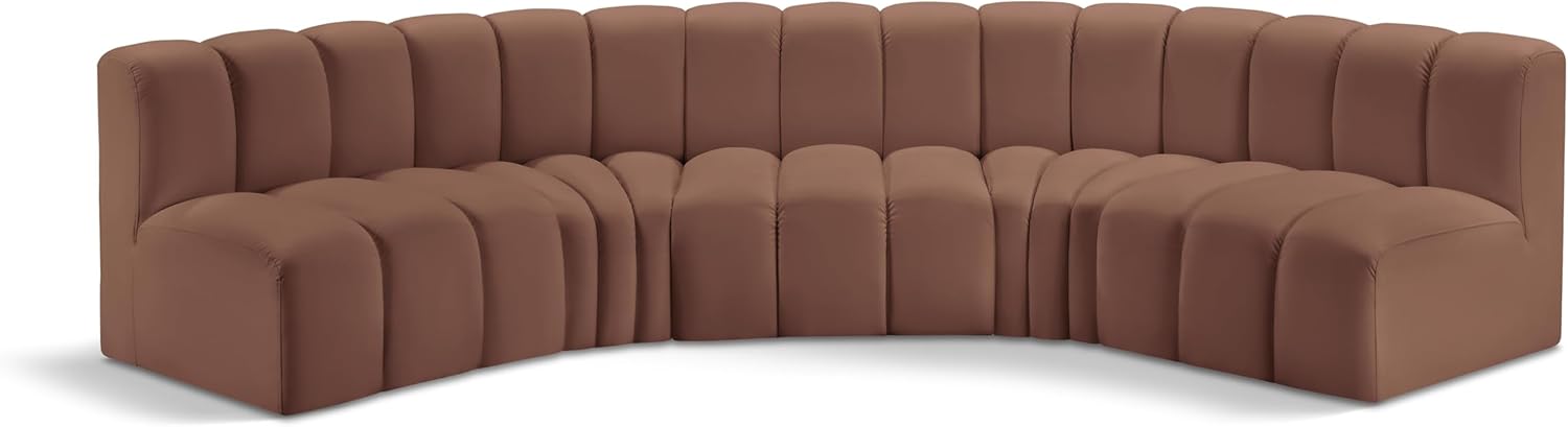 Meridian Furniture Arc Collection Modern | Contemporary Sofa with Soft Vegan Leather, Deep Channel Tufting, Modular, 133