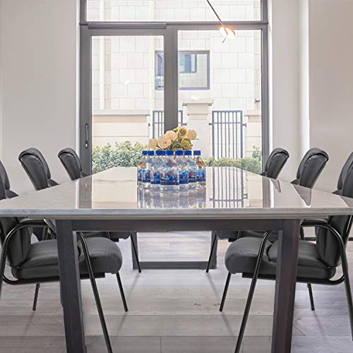 CLATINA Big Tall Office Guest Chair Upholstered Leather Comfortable Reception Chairs with Bonded Padded Arm Rest Sled Base for Conference Waiting Room Home Gray Set of 2