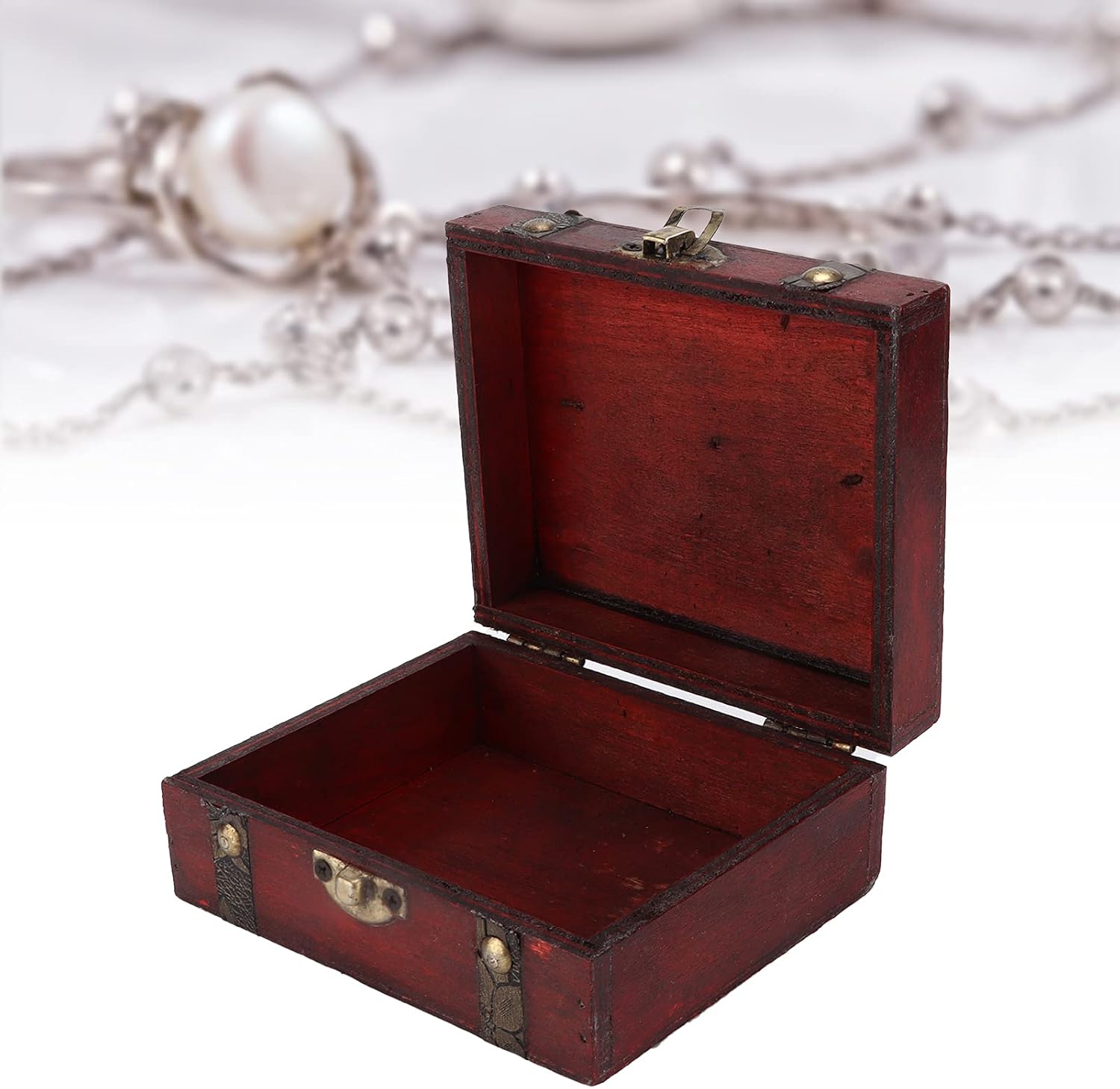 Wooden Storage Box, Vintage Decorative Box Retro Style Wood Storage Trunk Durable Elegant for Room Decoration for Office for Home