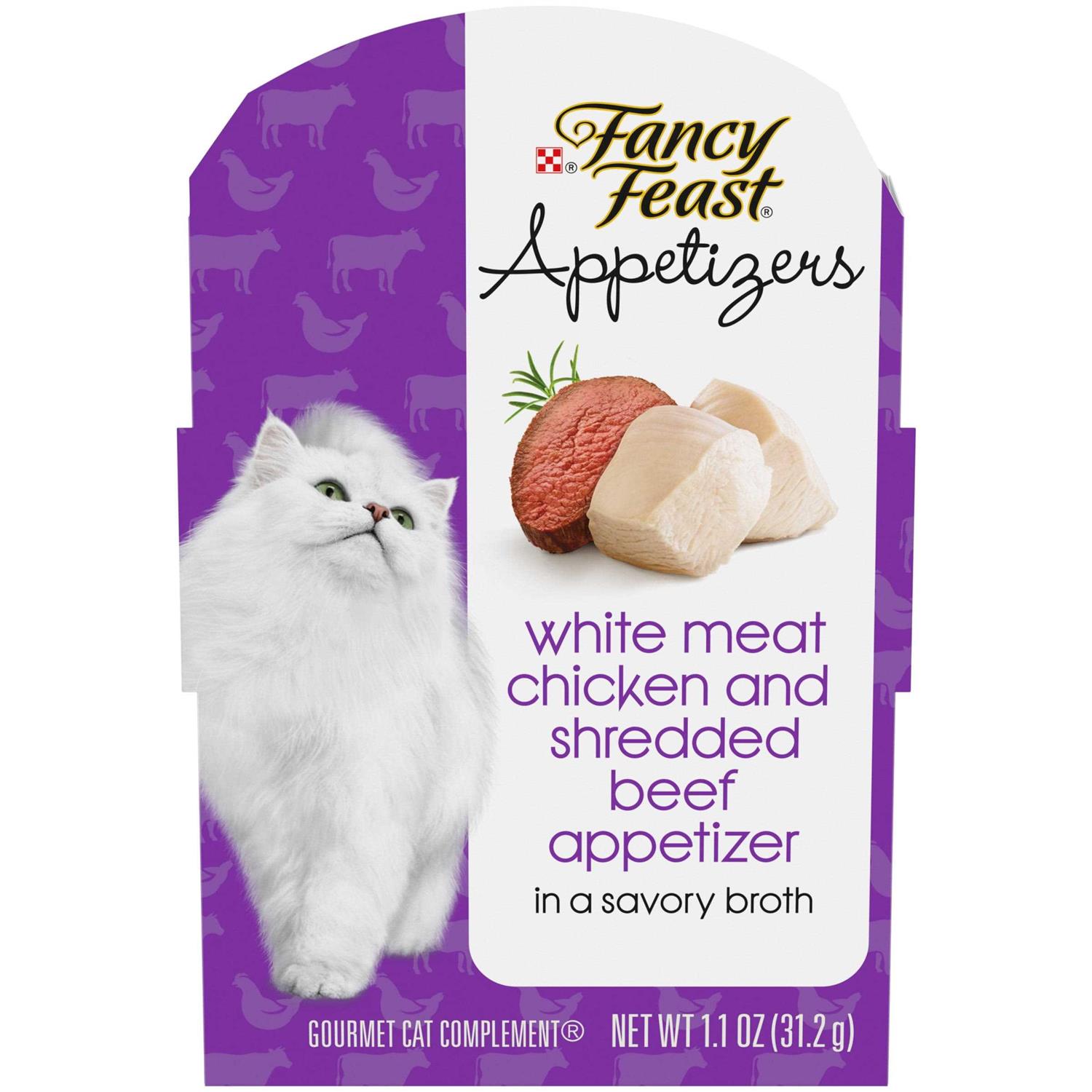 Fancy Feast Appetizers Grain-Free White Meat Chicken & Shredded Beef Appetizer in Savory Broth Wet Cat Food - Pet Supplies online store