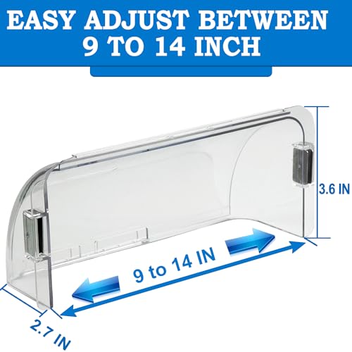 Heating & Air Vent Deflector for Vents, Sidewall, Ceiling, Floor Registers - Adjust Between 9”-14”, Magnetic Vent Covers for Air Conditioning, Heat, AC, Floor, Under Furniture (2 Pack Clear)