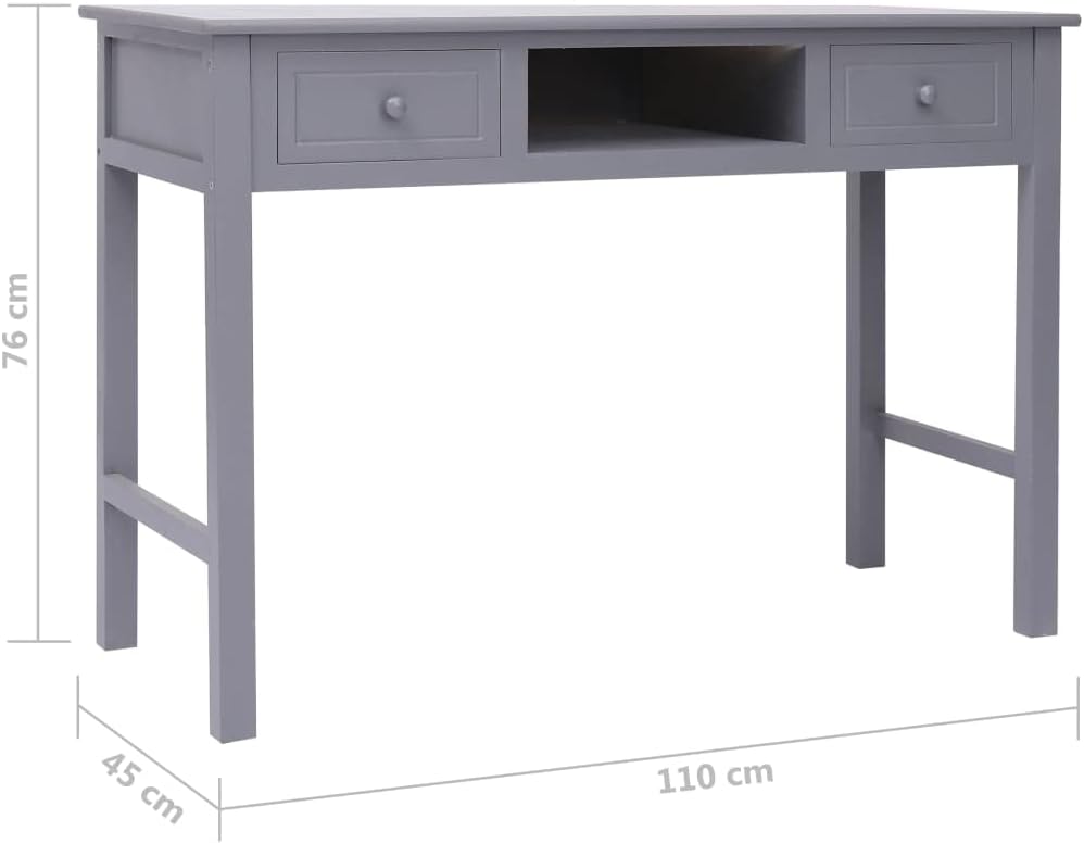 Writing Desk with 2 Drawers | Wooden Vintage Computer Desk | 43 Inch Study Table | Retro Writing Table for Bedroom Office Home | Paulownia Wood and Poplar Wood 43.3