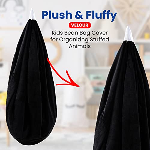 Cheer Collection Oversized Storage Bag, Kids Plush Toy Storage Organizer and Bean Bag Chair with Handle, Microplush Zippered Bag for Organizing Stuffed Animals - Purple