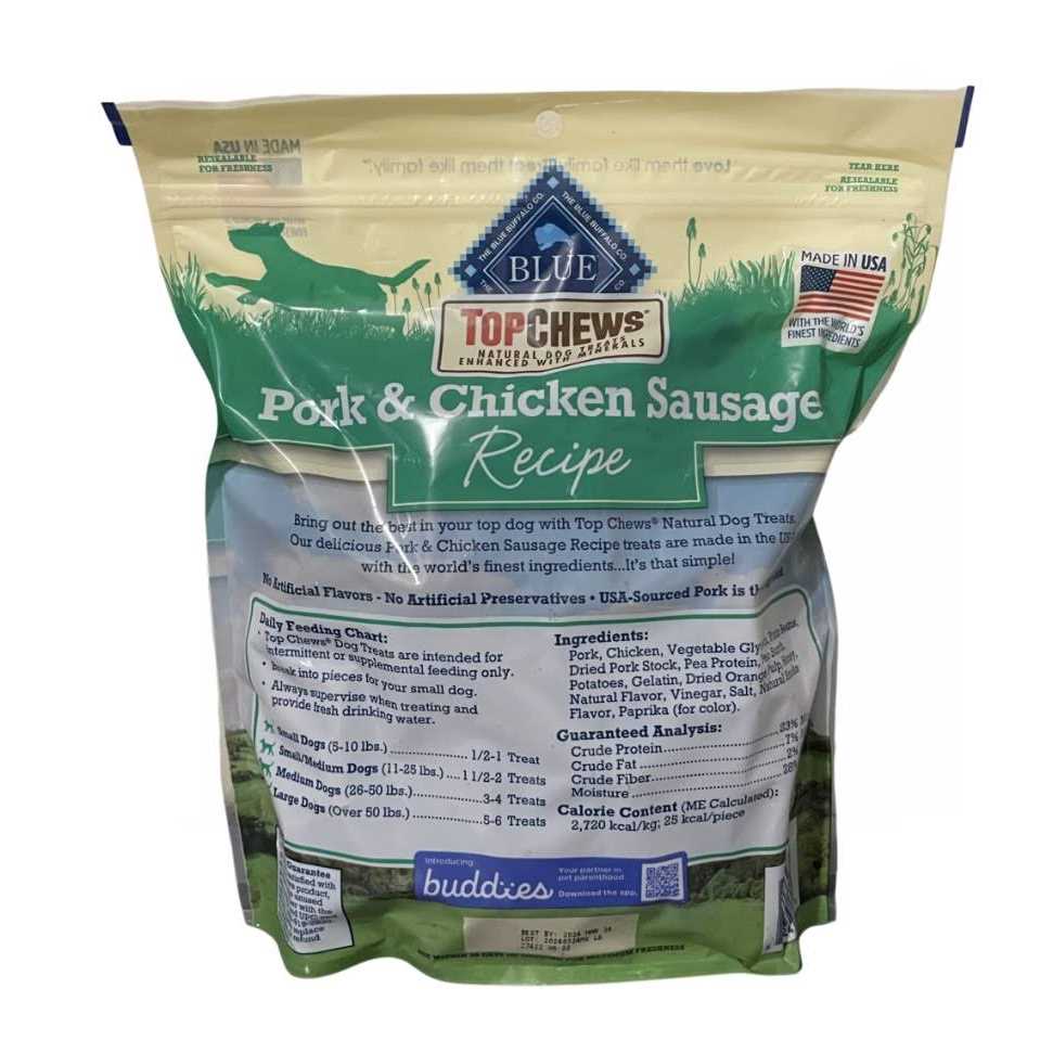 Top Chews Pork & Chicken Sausage Dog Treats 36 oz - Pet Supplies online store