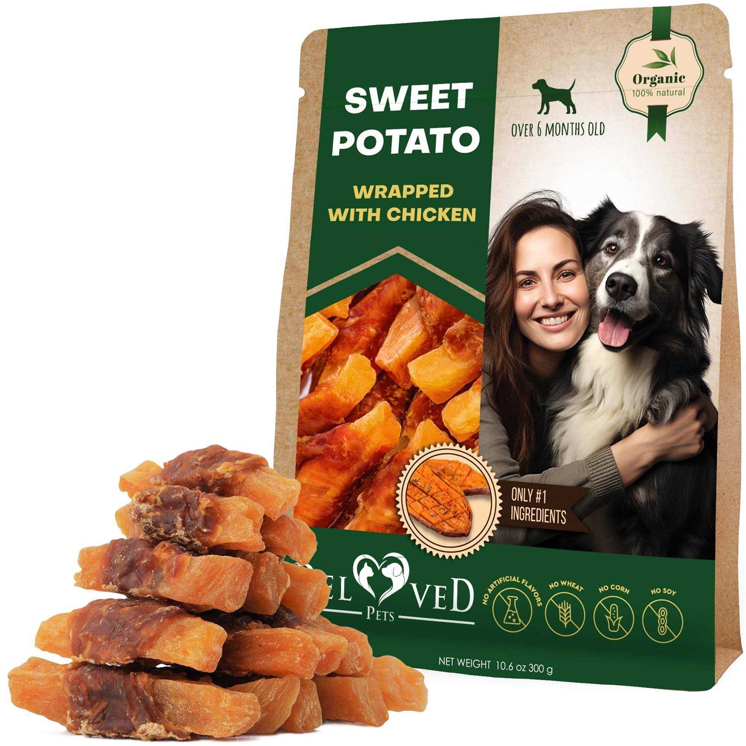 Dog Sweet Potato Wrapped with Chicken & Pet Natural Chew Treats Grain Free Organic Meat & Human Grade Dried Snacks in Bulk - Pet Supplies online store