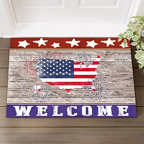 Wood Grain American Eagle Coir Doormat Heavy Duty Doormat American Flag Fourth of July Funny Coir Doormat Custom Door Mats for Front Door Housewarming Gift 24x36in