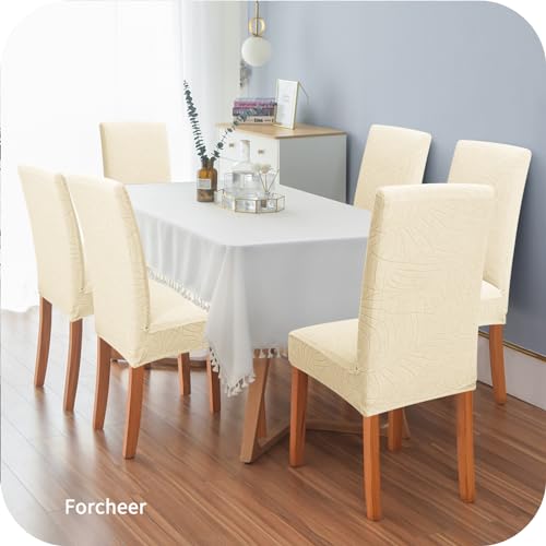 FORCHEER Chair Covers for Dining Chairs Set of 4,Cotton Stretch Dining Room Chair Cover Kitchen Parsons Chair Slipcovers (Pack of 4, Cotton)