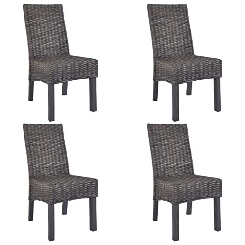 Dining Chairs,Vanity Chair Kitchen Chairs Computer Chair Modern Chair Suitable for Bedroom, Kitchen, Dining, Living Room, Outdoor and Lounge 4 pcs Brown Kubu Rattan and Mango Wood