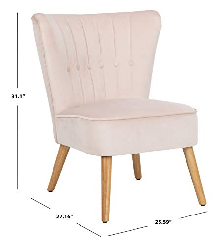 Safavieh Home June Retro Glam Slate Blue Velvet and Natural Accent Chair