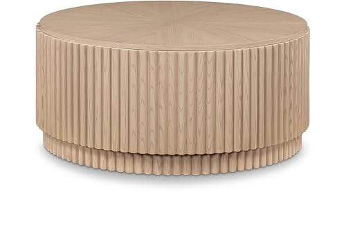 Meridian Furniture Ronin Collection Mid-Century Modern Coffee Table with Rich Finish, Mix of Solid MDF with Veneer, Fluted Wood, 36