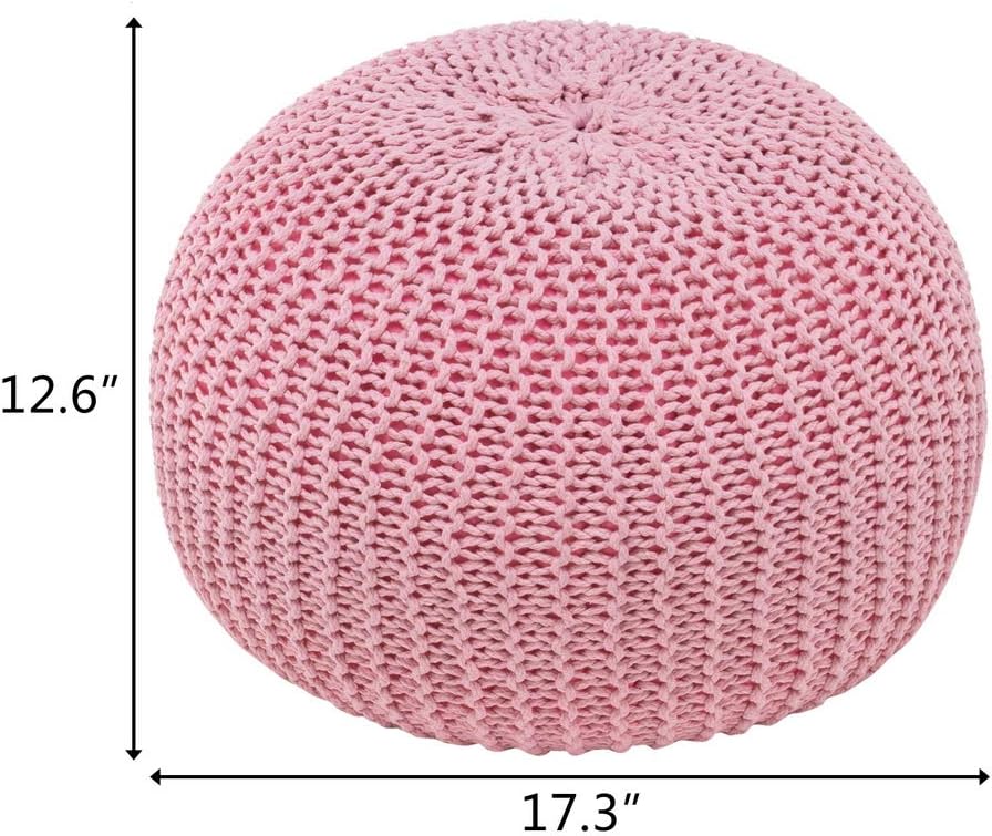 US Hand-Woven Sofa Footstool, Futon, Seat for Bedroom, Living Room, Gift for Women, Girl, Mom, (50 * 50 * 35cm) (Pink)