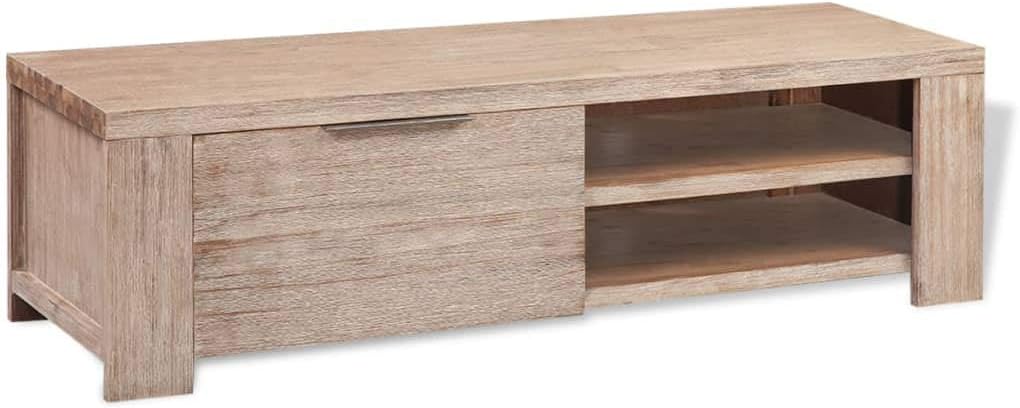 Solid Wood TV Cabinet,Low Cabinet,Living Room Furniture,Home Entertainment,with Two Convenient Cable Outlets,Assembly is Very Easy,TV Cabinet/Solid Brushed Acacia Wood/ 55