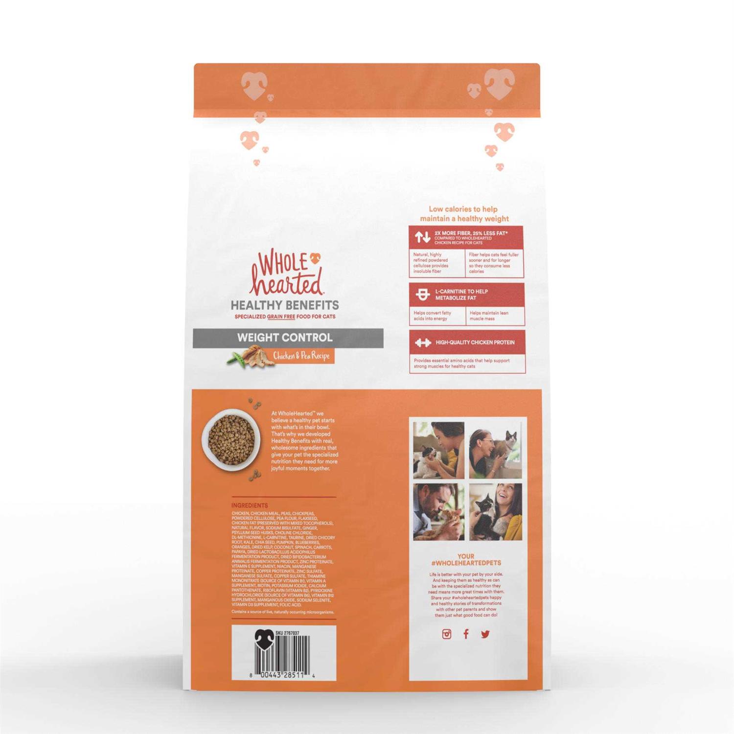 WholeHearted Grain-Free Weight Control Chicken and Pea Recipe Dry Cat Food - Pet Supplies online store