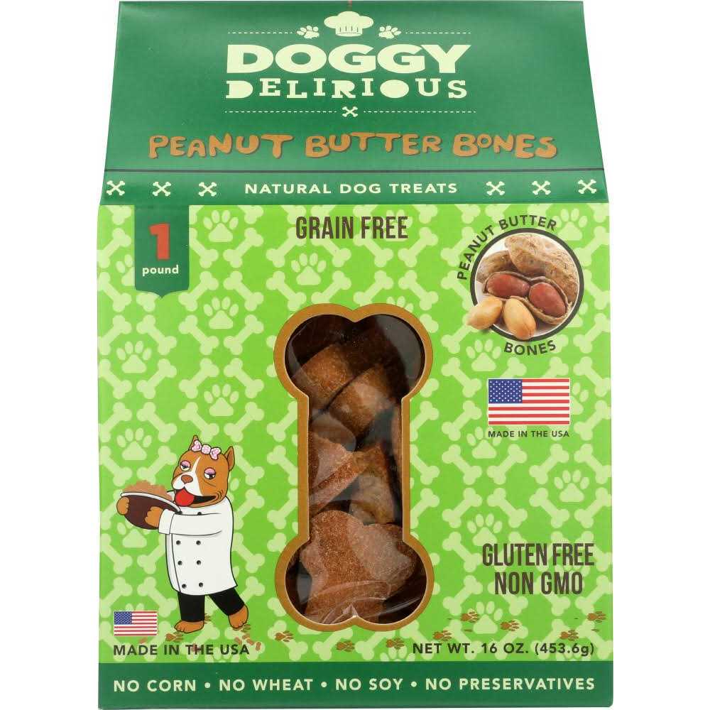 Doggy Delirious Dog Treats Grain Free Peanut Butter Bones - Pet Supplies online store