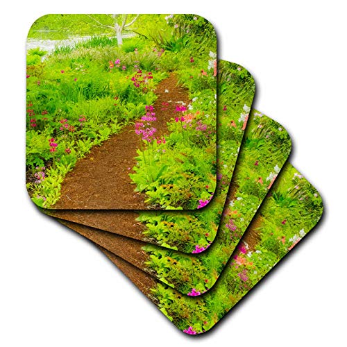 Set of 8 Ceramic Tile Coasters - The Japanese Garden at The Gardens of Hatley Castle. Flowers